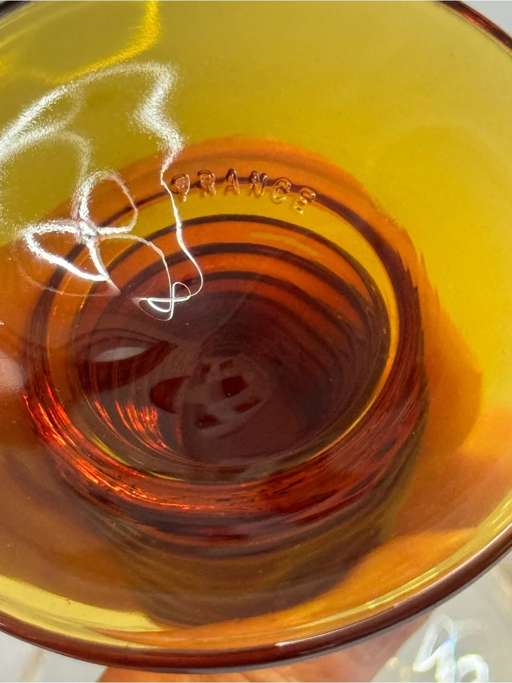 Vintage Luminarc France Amber Beehive Bourbon Cocktail Wine Glasses Set of 2